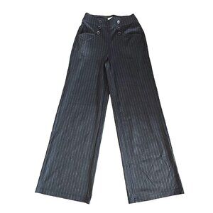 Max Studio London Pants Womens  XS Black Wide Leg High Rise Pull On Stretch